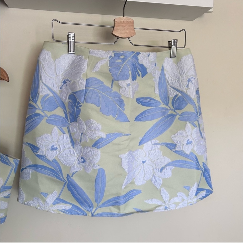 Pink Lily Blue and White Floral Two-Piece Skirt Set - Picture 8 of 11